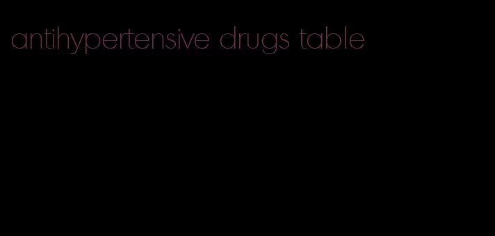 antihypertensive drugs table