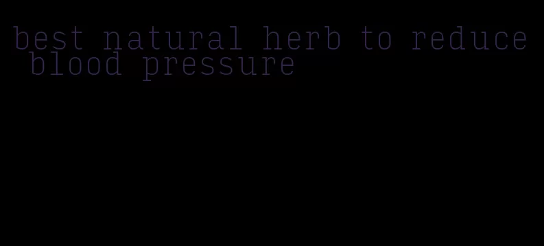 best natural herb to reduce blood pressure