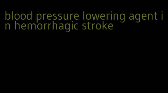 blood pressure lowering agent in hemorrhagic stroke