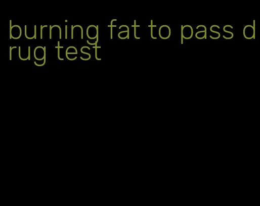 burning fat to pass drug test