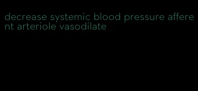 decrease systemic blood pressure afferent arteriole vasodilate