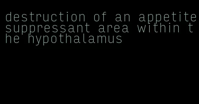 destruction of an appetite-suppressant area within the hypothalamus