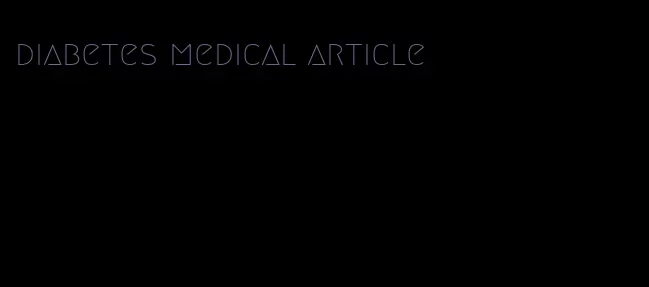 diabetes medical article