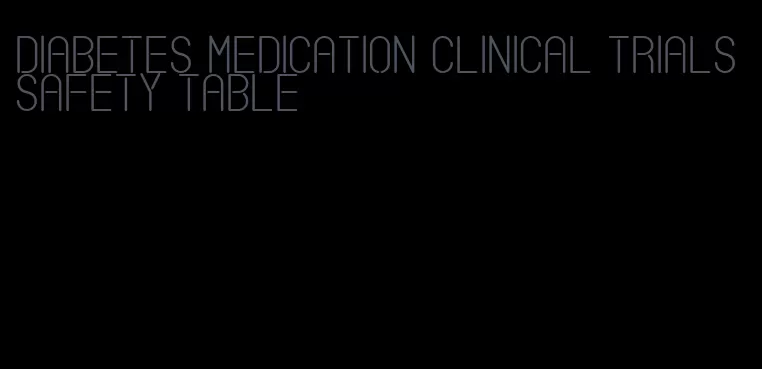 diabetes medication clinical trials safety table