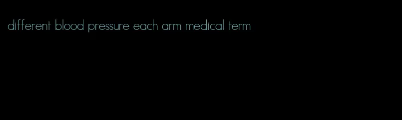 different blood pressure each arm medical term