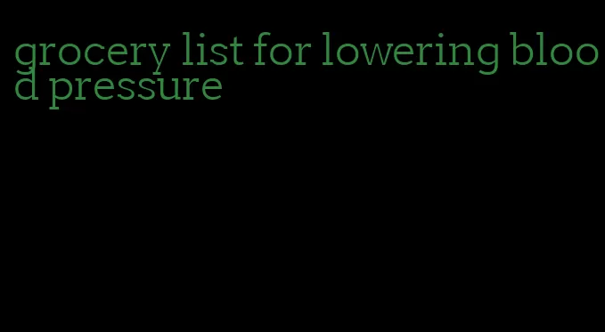 grocery list for lowering blood pressure