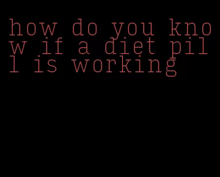 how do you know if a diet pill is working