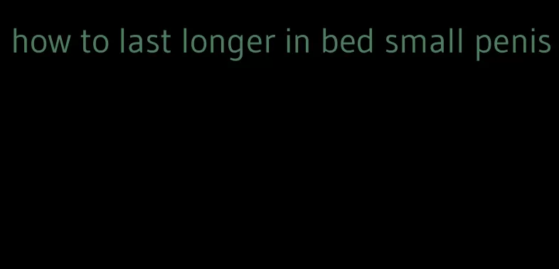 how to last longer in bed small penis