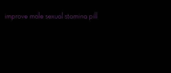 improve male sexual stamina pill