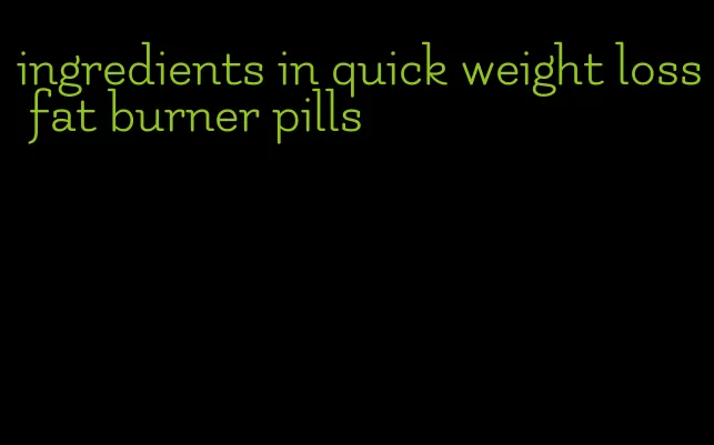 ingredients in quick weight loss fat burner pills