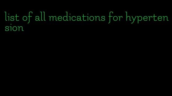 list of all medications for hypertension