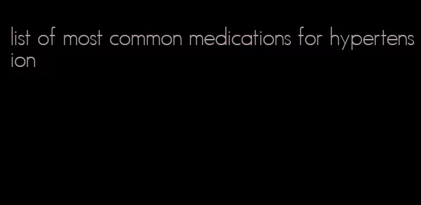 list of most common medications for hypertension