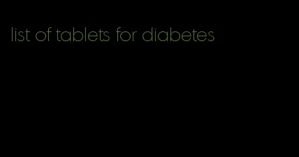 list of tablets for diabetes