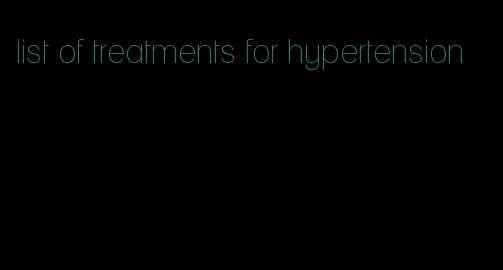 list of treatments for hypertension