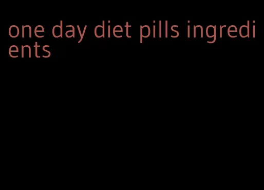 one day diet pills ingredients