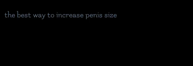 the best way to increase penis size