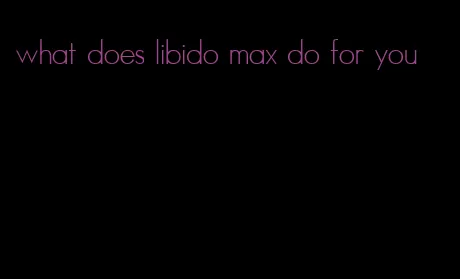 what does libido max do for you