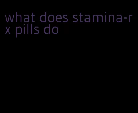 what does stamina-rx pills do