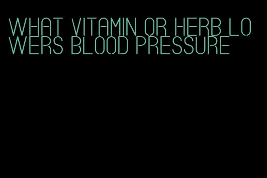 what vitamin or herb lowers blood pressure