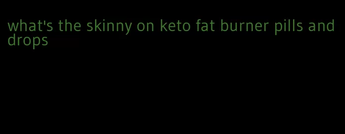 what's the skinny on keto fat burner pills and drops